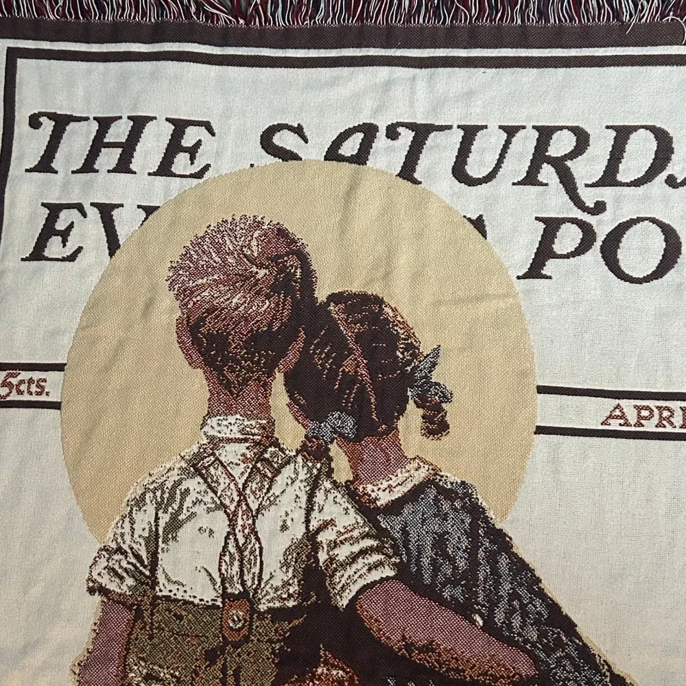 Norman Rockwell Little Spooners Saturday Evening Post 1926 Throw Blanket USA